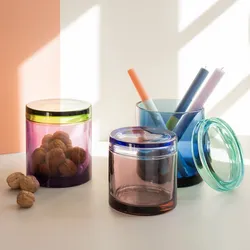 REMEMBER Glasdose M lila/grün - 1.3 L - Lebensmittelecht, Handarbeit