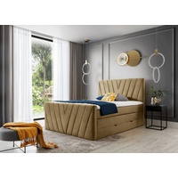 ALTDECOR Boxspringbett ASTELL (Multipocket-Matratze, H3 Matratze Bonellfederung, Topper, Kopfteil) braun 160 cm x 220 cm x 61 cm