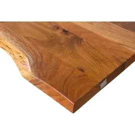 MASSIVMOEBEL24.DE Baumtisch Akazie 240 x 76 x 100 cm natur lackiert/schwarz