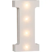 Out of the Blue 57/6082 - Holz Buchstabe "I" beleuchtet mit 4 LED Lichtern, batteriebetrieben, ca. 16 cm