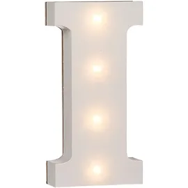 Out of the Blue 57/6082 - Holz Buchstabe "I" beleuchtet mit 4 LED Lichtern, batteriebetrieben, ca. 16 cm
