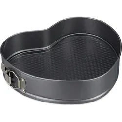 Relaxdays XL Backform Herz, romantische Kuchen & Torten, antihaft, Springform, BxT: 28,5 x 25 cm, Carbonstahl, anthrazit