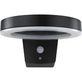 REV Ritter LED Solar Wandleuchte Round Aluminium Metall spritzwassergeschützt mit Bewegungsmelder schwarz