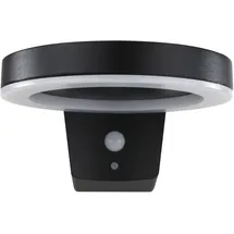 REV Ritter LED Solar Wandleuchte Round Aluminium Metall spritzwassergeschützt mit Bewegungsmelder schwarz
