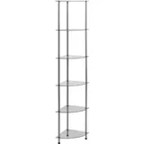 vidaXL Regal mit 6 Ablagen Vitrine Glasregal Dekoregal Sammlervitrine Standregal Glasvitrine Bücherregal Eckregal Transparent 30x30x160cm Hartglas