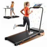 Walking Pad mit 16% automatischer Steigung, Laufband mit Steigung für Zuhause, 12 km/h, 2,5 PS Motor unter 40 dB, Walking Pad klappbar mit App & Bluetooth Lautsprecher, LED-Display, bis 136 kg,Schwarz