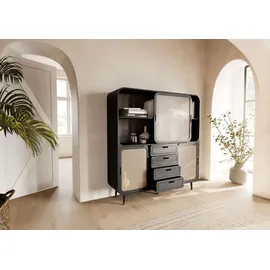 MASSIVMOEBEL24.DE Highboard Mango 150x40x160 dunkelgrau lackiert VALENCIA #211
