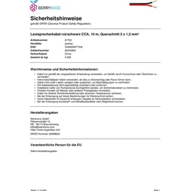 goobay 67732 Lautsprecherkabel 2x1.5 mm2 CCA 10 m rot/schwarz