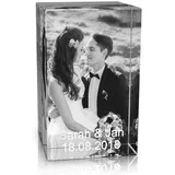 VIP-LASER 2D Gravur Glas Kristall Quader im Hochformat mit dem Foto Deiner Hochzeit/Hochzeitsfoto. Dein Wunschfoto für die Ewigkeit Mitten in Glas! Groesse L = 60x40x40mm
