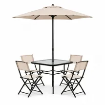 home collective Gartenmöbel Set 6-tlg. Beige/Schwarz