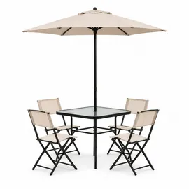 home collective Gartenmöbel Set 6-tlg. Beige/Schwarz