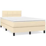 vidaXL Boxspringbett mit Matratze Creme 120x190 cm Stoff