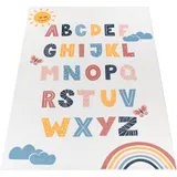 Paco Home Kinderteppich »Eliz 394«, rechteckig, 12 mm Höhe, Kurzflor, Spielteppich, Motiv Alphabet & Regenbogen