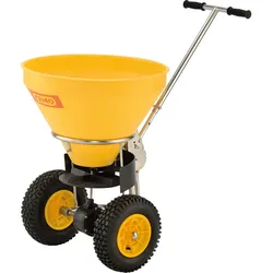 CEMO Streuwagen SW 50-E, 50L PE-Behälter, Edelstahlrahmen, 1-4m Streubreite, 6 Streustufen, verstellbare Schubstange