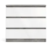 VCM ebuy24 Kommode Niedrig mit 3 Schubladen, Beton Dekor Weiss Hochglanz.