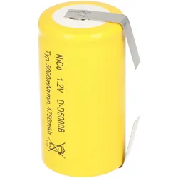 AccuCell Nachbau Akku passend für Sanyo KR-5000DEL Cadnica Mono D LR20 Akku mit Lötfahne in U-Form