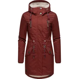 Ragwear Damen Wintermantel warm gefütterter Parka lang wasserdicht mit Kapuze Elsie Melange Wine Red Gr. 5XL - 5XL