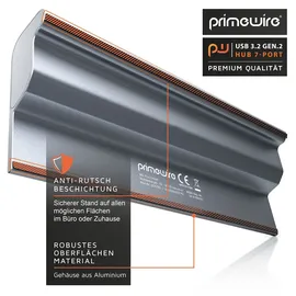 Primewire USB 3.2 Gen2 Hub, 7 Port Verteiler aktiv mit Netzteil, 10 Gbit/s