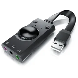 CSL USB-Soundkarte Surround Sound, mini externe USB Soundkarte mit Lautstärkenregelung