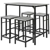 SoBuy Essgruppe Esstisch Set 5-teilig Bartisch mit 4 Stühlen Sitzgruppe grau & Esszimmermöbelset