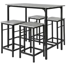 SoBuy Essgruppe Esstisch Set 5-teilig Bartisch mit 4 Stühlen Sitzgruppe grau & Esszimmermöbelset