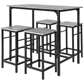 SoBuy Essgruppe Esstisch Set 5-teilig Bartisch mit 4 Stühlen Sitzgruppe grau & Esszimmermöbelset
