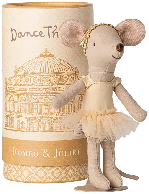 Maileg Balletttänzerin Maus Große Schwester Stofftier - Rosa Tutu, 13 cm, Baumwolle - Detailverliebtes Design