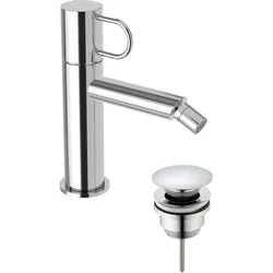 pianura Stella Bidet-Einhebelmischer, wassersparend inkl. Pop Up Ablaufventil, Badarmaturen, chrom