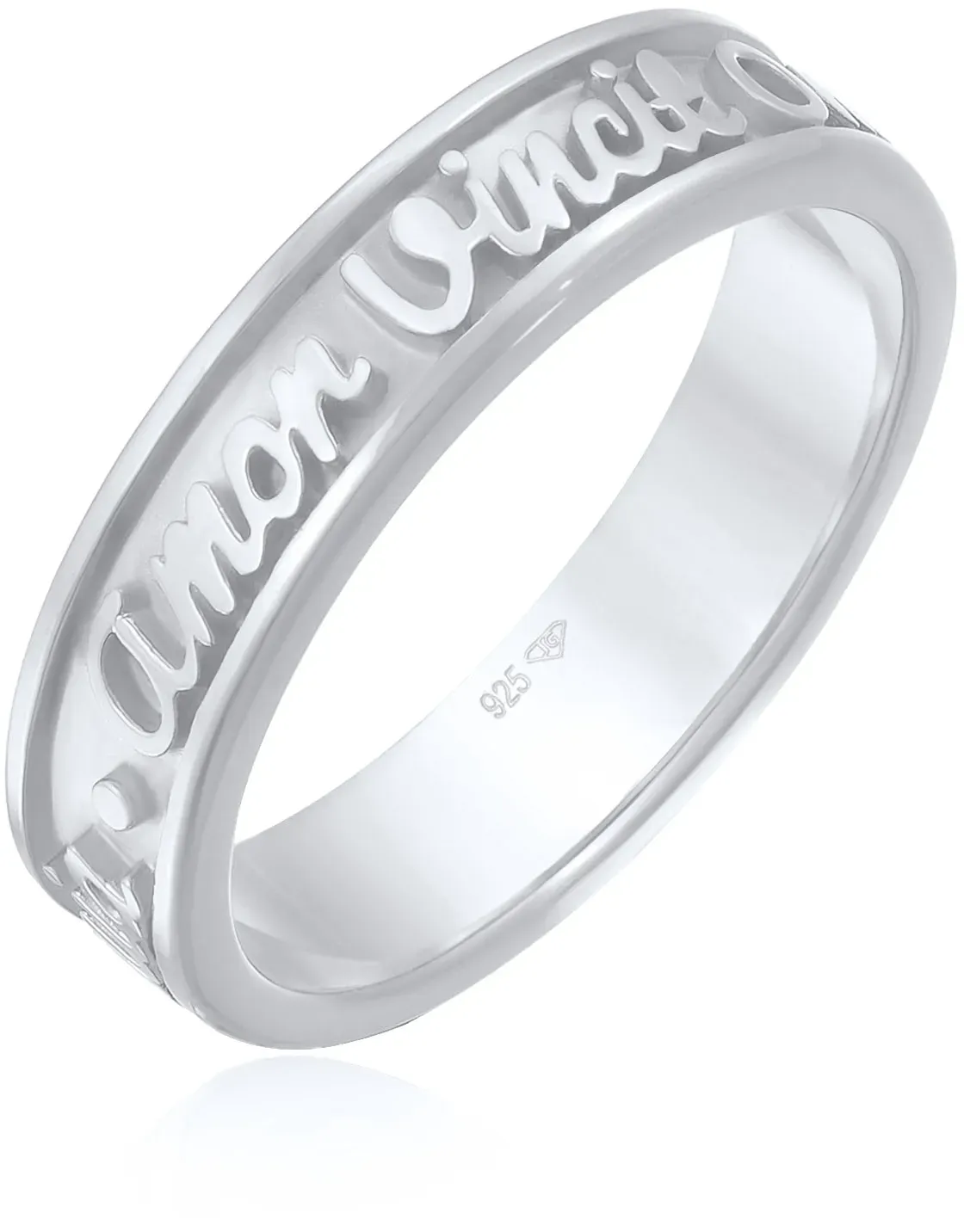 Elli Fingerring »Ring Bandring Worte Amor Vincit Omnia 925 Silber« Elli Silber 54