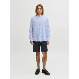 JACK & JONES "JPSTKARL BARRET CHINO SHORTS MID SN", Herren, Gr. XL, N-Gr, schwarz navy, Web, Obermaterial: 98% Baumwolle, 2% Elasthan, unifarben, weit kniebedeckend, Hosen Chinoshorts, mit Taschen