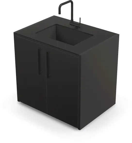 Brabura CT 90 Waschbeckenmodul - Nero Zimbabwe / Anthrazit / Matt schwarzer Griff