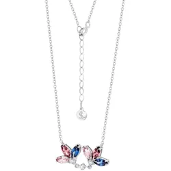 LEIS Kette 925 Sterling Silber rhodiniert Glänzend Blume Zirkonia bunt