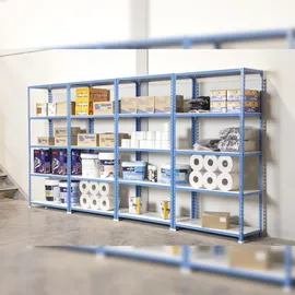 simonclick Simon Rack Simonclick plus 5/400 Metallregal, 2000 x 1000 x 400 mm, 5 Höhen, Metall-Tablett, 180 kg Flexpunkt, Lagerregal, Weiß