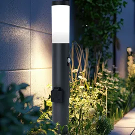 GLOBO RGB LED Sockelleuchte, Bewegungsmelder 2x Steckdose - Grau