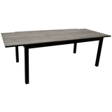 DEGAMO Ausziehtisch FARO 180/240x100cm, Aluminium anthrazit + Glas in Keramikoptik hellgrau