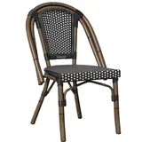 4er-SET KRETA | Französischer Rattanstuhl | Schwarz & Weiß | Rattan/Bambus | ...