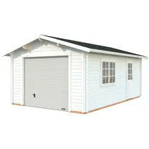 Palmako Garage »Roger«, Aufstellmaße BxTxH: 426 x 598 x 276 cm, Blockbohlensystem, Holz - weiss