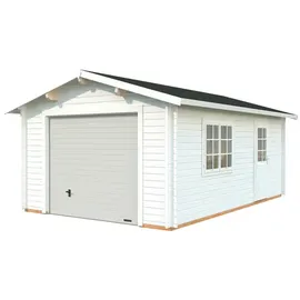 Palmako Garage »Roger«, Aufstellmaße BxTxH: 426 x 598 x 276 cm, Blockbohlensystem, Holz - weiss