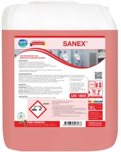 SANEX Grundreiniger und Zementschleierentferner, Kraftvoller Reiniger zur Bauschlussreinigung und Rückständen auf Edelstahlfläche, 10 Liter - Kanister