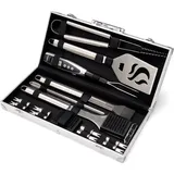 Grill-Picknick-Set, rostfreier Stahl, Fleischthermometer, tragbarer Transportkoffer, perfekt für den Mann.