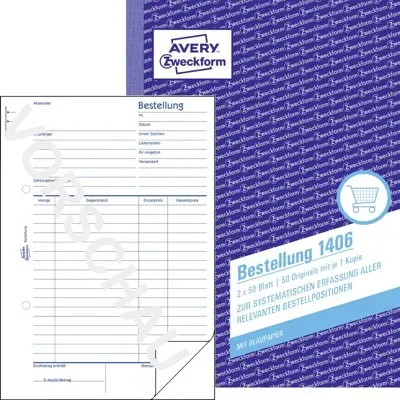 1406 Bestellung, A5, mit Blaupapier, 2x 50 Blatt - weiß