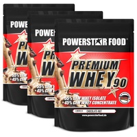 Powerstar PREMIUM WHEY 90 | 90% Protein i.Tr. | Whey-Protein-Pulver 3 x 850 g | Made in Germany | 55% CFM Whey Isolat & 45% CFM Konzentrat | Eiweiß-Pulver zum Muskelaufbau | Chocolate Nut