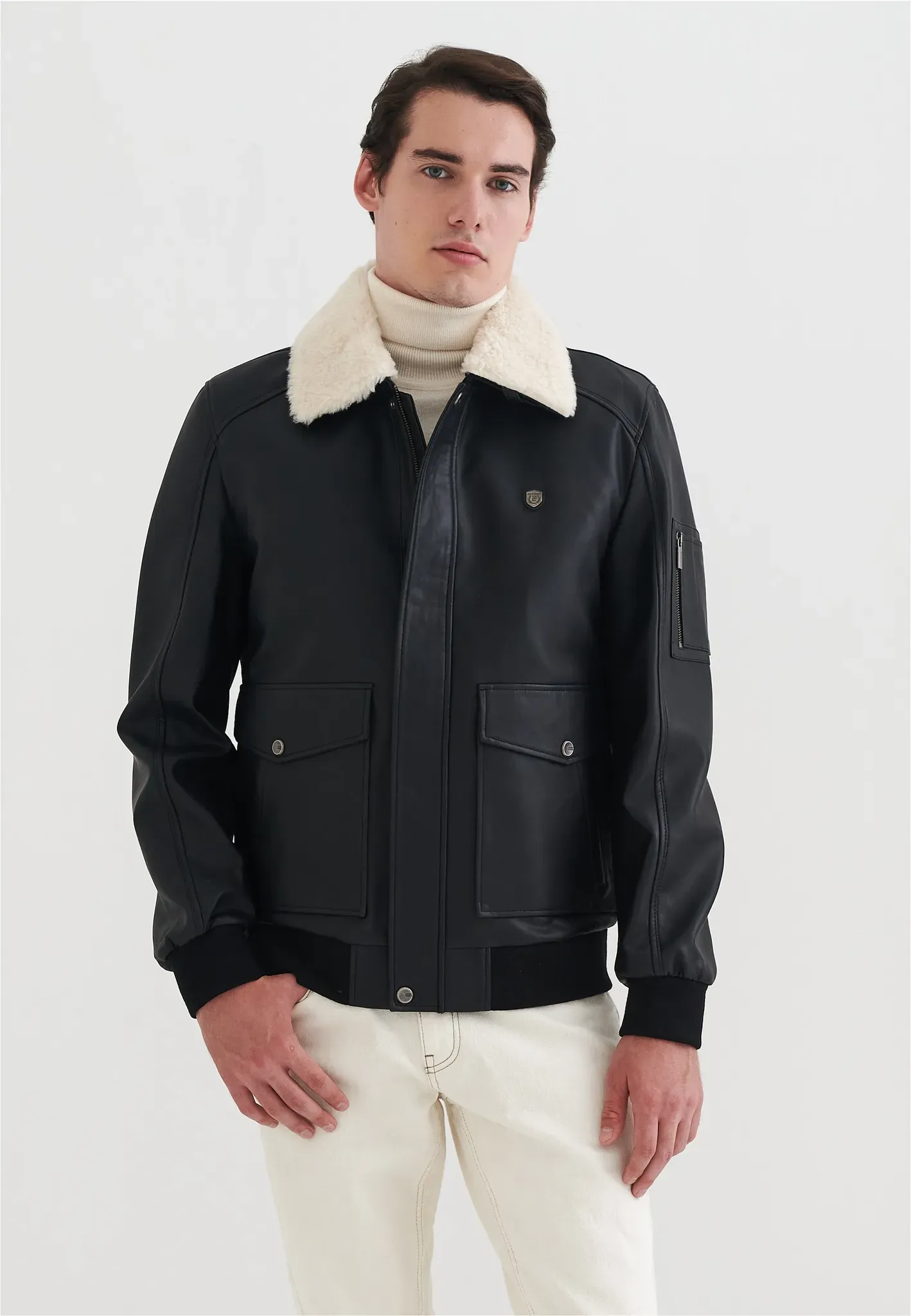 Outdoorjacke PIERRE CARDIN, Herren, Gr. M, schwarz, 100% Polyester, unifarben, normal, Jacken Outdoorjacke, aus Kunstleder