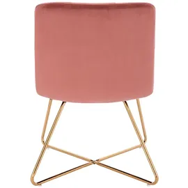 Svita Lynn Loungesessel Cocktailsessel Clubsessel Polsterstuhl ohne Armlehnen Goldene Beine Samt-Polster Altrosa