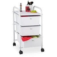 Relaxdays Badrollwagen Schubladenwagen Aufbewahrungswagen Kosmetikregal mobil 3 Schubladen,