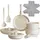 Tectake Genua Topf-Set 16-tlg. 2 x Kochtopf + 2 x Glasdeckel + 2 x Silikonabdeckungen + 2 x Küchenwerkzeuge + 3 x Topfschoner