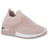 VAN HILL 21710539 BK113 Damen Sportschuhe Pink 39 Slip-On Sneaker Damen Slip Ons Sportschuhe Sportliche Strick Profil-Sohle rosa 39 EU