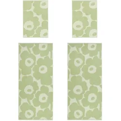 Marimekko - Unikko Handtuch & Badetuch Set, off-white / sage / dunkelblau (4er-Set)