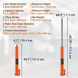 Vevor Wagenheber Stahl 4 t orange