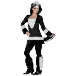 Rubie ́s Kostüm Stinktier Kostüm, Schwarz-weißes Tierkostüm mit Fellbesatz schwarz 38